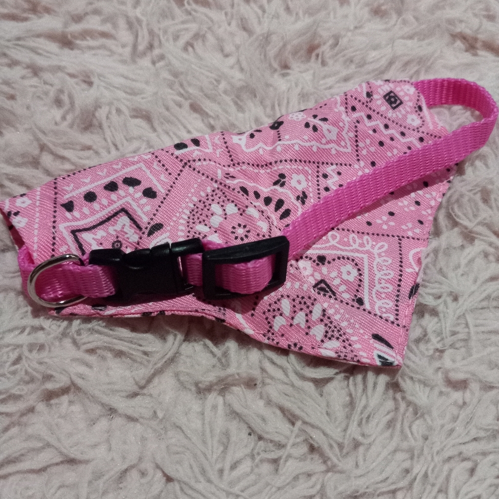 Cutest bandana puppy dog collar! Sz SM pink & sz L black! Leash D-ring collar - Picture 2 of 10